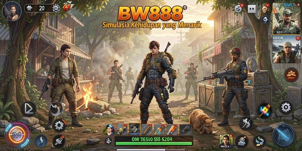 Gameplay BW888 menunjukkan interaksi karakter dalam simulasi kehidupan.