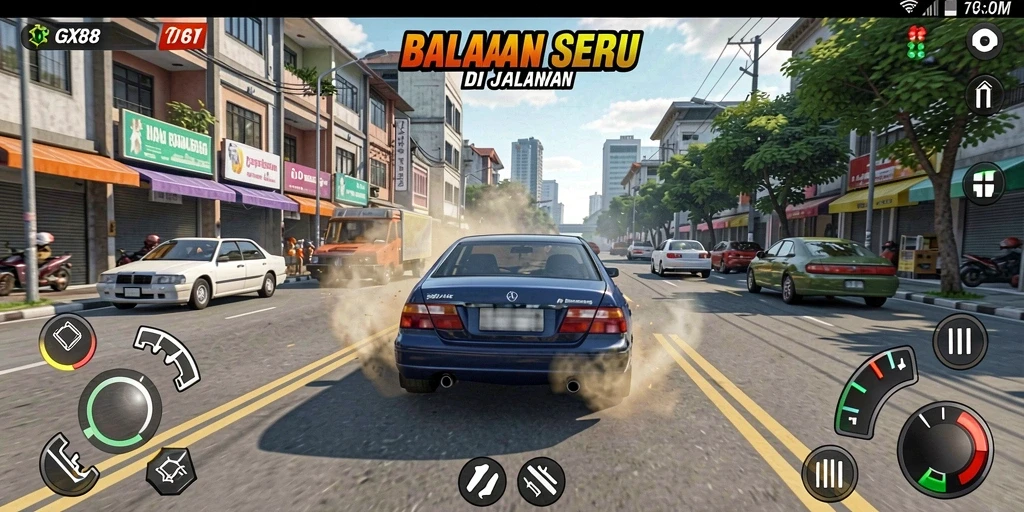 Gameplay Racing di GX88 dengan grafis realistis dan mobil cepat.