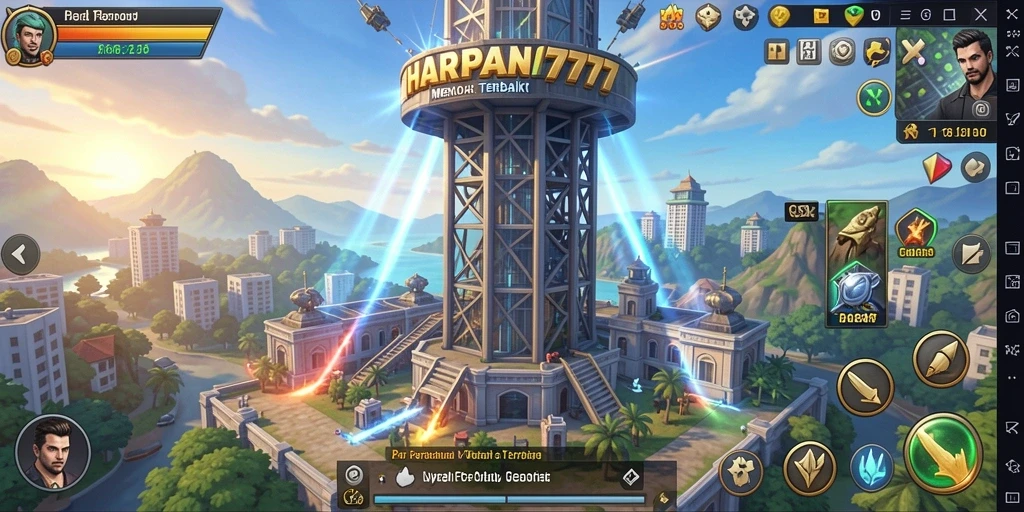 Tangkapan layar menunjukkan aksi mendebarkan dalam HARAPAN777 Tower Defense.