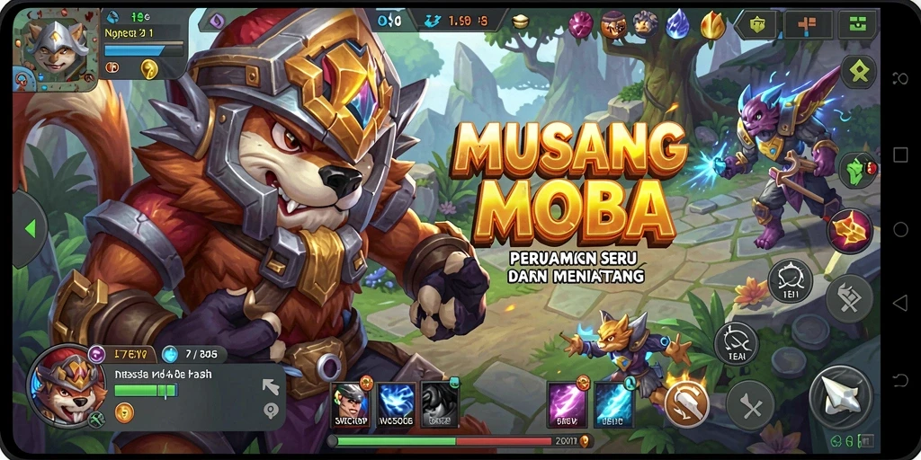 Tangkapan layar gameplay <strong>MUSANGWIN</strong> menunjukkan aksi seru dalam pertempuran MOBA.