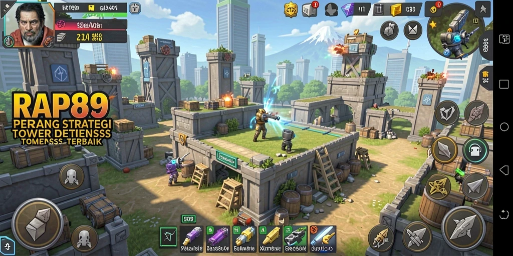 Tampilan seru dari gameplay Tower Defense di RAP89.