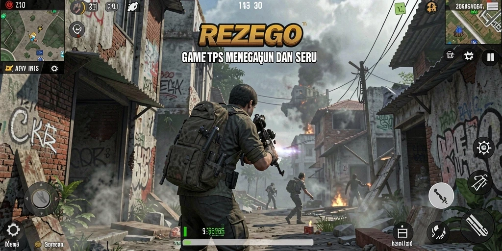 Tampilan gameplay seru di REZEGO dengan aksi menegangkan.