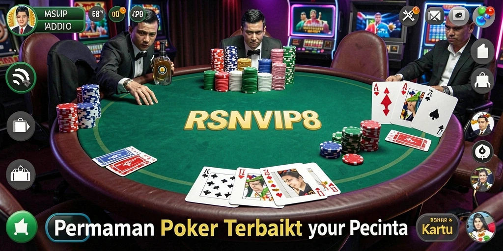 Tampilan utama gameplay Poker di RSNVIP8 yang seru dan interaktif.