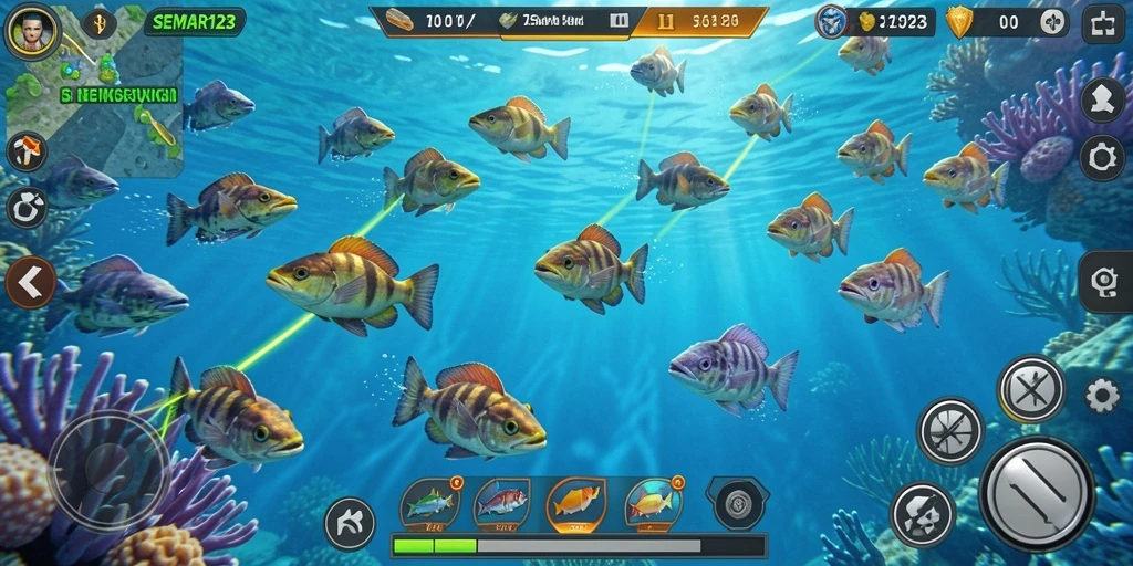 Screenshot gameplay SEMAR123 yang menampilkan aksi tembak ikan.