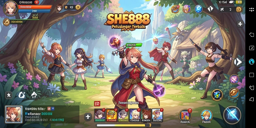 Screenshot game Anime SHE888 yang menampilkan aksi pertarungan epik.