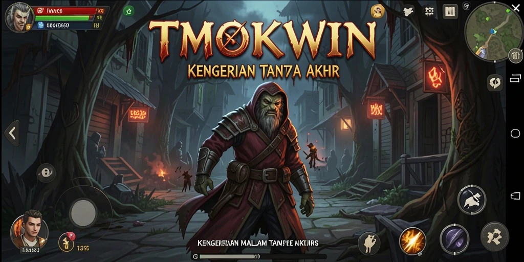 Screenshot gameplay TMOKWIN yang menunjukkan karakter dalam situasi menakutkan.