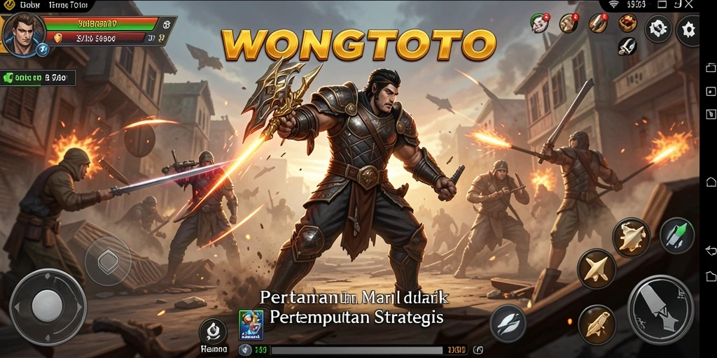 Tangkapan layar gameplay <strong>WONGTOTO</strong> menunjukkan aksi seru dalam mempertahankan menara.
